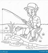 Image result for Black and White Cartoon Boy Fishing