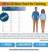 Image result for Us Size 10 to XL