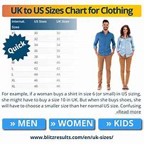 Image result for Cloth Sizing Chart