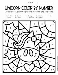 Image result for Unicorn Color by Number for Kinder