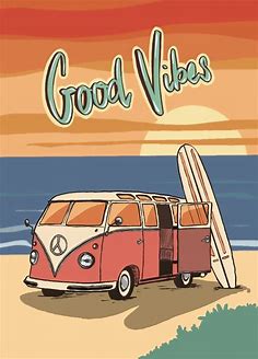 Plakat Good Vibes Surf Bus Retro Vintage 91,5x61 (PHU ATRAM) • Cena, Opinie • Plakaty 13957833838 • Allegro