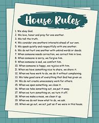 Image result for Kids House Rules Printable