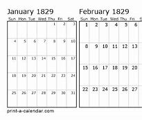 Image result for 1829 Calendar