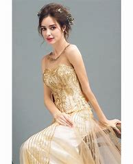 Image result for Champagne Prom Dresses Fitted