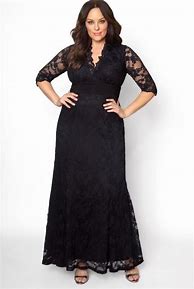 Image result for Plus Size Long Black Lace Dress
