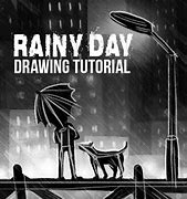 Image result for People Walking On a Rainy Day Drawing