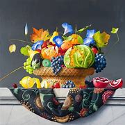 Image result for Fruit Basket Still Life Recatngle Painting