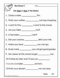 Image result for Then vs than Worksheets for Kids PDF