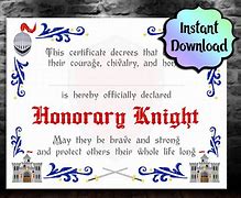 Image result for Knight of the Month Certificate Louisiana