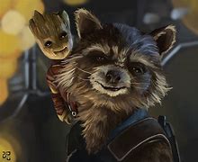 Image result for Rocket Listening to Headphones with Baby Groot