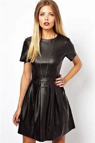 Image result for Black Leather Look Dress