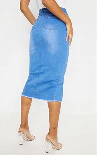 Image result for Stretch Denim Midi Skirt