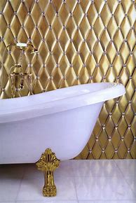 Image result for Large Bathroom with Gold Tiles