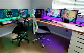 Image result for 2 PC Gaming Setup Desk