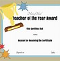 Image result for Teacher of the Year Award Certificate