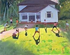 Image result for Paintings of People Playing Cricket