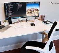 Image result for Small Table Setup with Curved Monitor