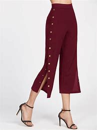 Image result for Side Button Pants Women