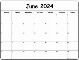 Image result for June Calendar Starting Monday