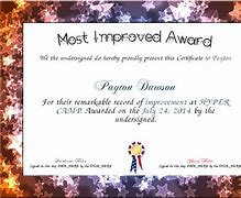 Image result for Most Improved Award Certificate