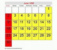 Image result for June 1895 Calendar