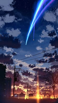 "Beautiful shooting stars"✨ (Your name)[1631x2900] : r/Animewallpaper
