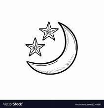 Image result for Crescent Moon and Star Drawing
