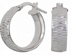 Image result for Silver Wide Hoop Earrings Diamond Cut