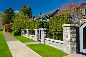 Image result for Stone Wall with Fence On Top