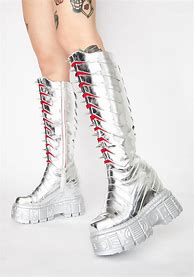 Image result for Silver Knee High Boots