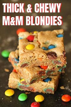 Thick and Chewy M&M Blondies Recipe | Recipe | Easy desserts, Desserts, Crafty desserts