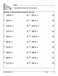 Image result for Fractional Feet and Inches Worksheet