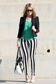 Image result for Black and White Striped Pants Outfit
