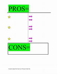 Image result for Pros vs Cons Worksheets