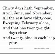 Image result for 30 Days Has September Printable