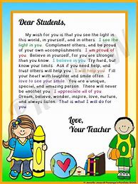 Image result for Letter to Class From Teacher