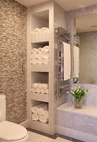 Image result for Built in Bathroom Towel Storage