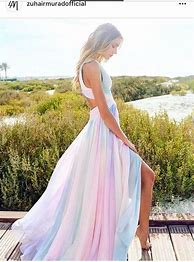Image result for Pastel Rainbow Dress Off the Shoulder Sleeves