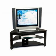 Image result for Black Glass Corner TV Stand