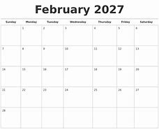 Image result for February 2027 Calendar