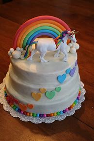 Image result for Fondant Unicorn Cake Rainbow