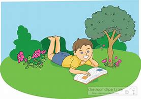Image result for Kids Reading Outside Clip Art