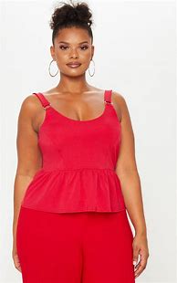 Image result for Red Peplum Top Plus Size
