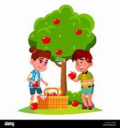 Image result for Autumn Apple Tree with Basket Cartoon