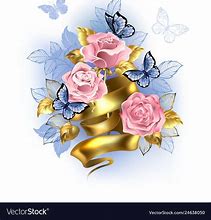 Image result for Pink Rose with Gold Ribbon Image