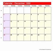 Image result for December 1988 Calendar