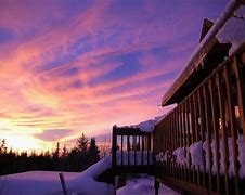 Image result for Winter Cabin Sunset