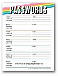 Image result for Template for Password Recording