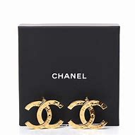 Image result for Chanel Metal Large Paris Button Earrings Gold