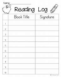 Image result for Reading Log First Grade Printable